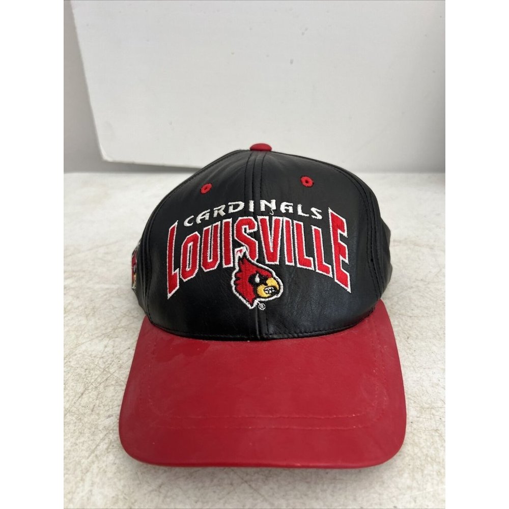 Vintage Louisville Cardinals Embroidered Leather Hat Kentucky Rare Lamar Jackson